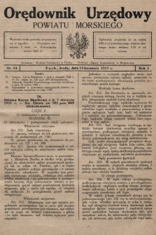 Orędownik Urzędowy Powiatu Morskiego. 1927, nr 14