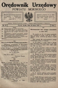 Orędownik Urzędowy Powiatu Morskiego. 1927, nr 19
