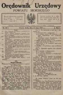 Orędownik Urzędowy Powiatu Morskiego. 1927, nr 20