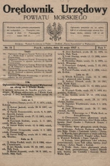 Orędownik Urzędowy Powiatu Morskiego. 1927, nr 21