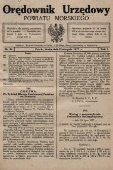 Orędownik Urzędowy Powiatu Morskiego. 1927, nr 34