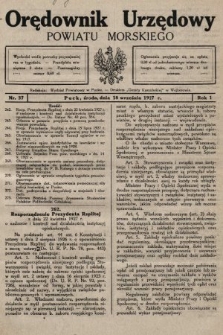 Orędownik Urzędowy Powiatu Morskiego. 1927, nr 37