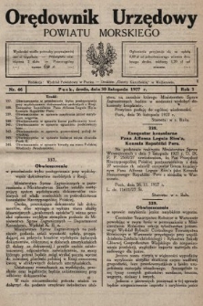 Orędownik Urzędowy Powiatu Morskiego. 1927, nr 46