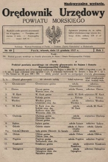 Orędownik Urzędowy Powiatu Morskiego. 1927, nr 49