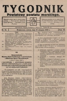 Tygodnik Powiatowy Powiatu Morskiego. 1929, nr 34