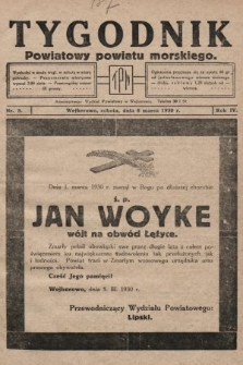 Tygodnik Powiatowy Powiatu Morskiego. 1930, nr 8
