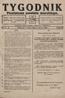 Tygodnik Powiatowy Powiatu Morskiego. 1930, nr 9