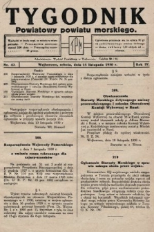 Tygodnik Powiatowy Powiatu Morskiego. 1930, nr 42