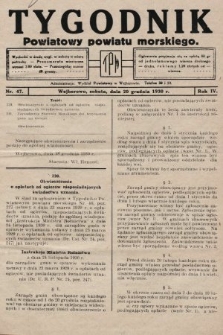 Tygodnik Powiatowy Powiatu Morskiego. 1930, nr 47