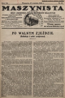 Maszynista : organ Zawodowego Związku Maszynistów Kolejowych : pismo zawodowe poświęcone sprawom maszynistów i kolejnictwu. 1926, nr 18