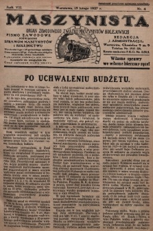 Maszynista : organ Zawodowego Związku Maszynistów Kolejowych : pismo zawodowe poświęcone sprawom maszynistów i kolejnictwu. 1927, nr 4