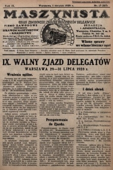 Maszynista : organ Zawodowego Związku Maszynistów Kolejowych : pismo zawodowe poświęcone sprawom maszynistów i kolejnictwu. 1928, nr 15