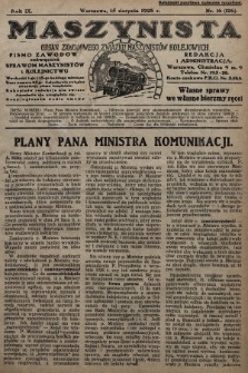 Maszynista : organ Zawodowego Związku Maszynistów Kolejowych : pismo zawodowe poświęcone sprawom maszynistów i kolejnictwu. 1928, nr 16