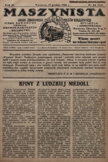 Maszynista : organ Zawodowego Związku Maszynistów Kolejowych : pismo zawodowe poświęcone sprawom maszynistów i kolejnictwu. 1928, nr 24