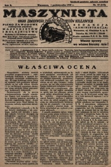 Maszynista : organ Zawodowego Związku Maszynistów Kolejowych : pismo zawodowe poświęcone sprawom maszynistów i kolejnictwu. 1929, nr 19