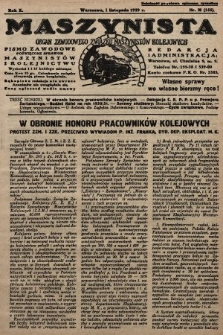 Maszynista : organ Zawodowego Związku Maszynistów Kolejowych : pismo zawodowe poświęcone sprawom maszynistów i kolejnictwu. 1929, nr 21