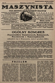 Maszynista : organ Zawodowego Związku Maszynistów Kolejowych : pismo zawodowe poświęcone sprawom maszynistów i kolejnictwu. 1929, nr 23