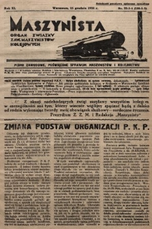 Maszynista : organ Związku Zaw. Maszynistów Kolejowych. 1930, nr 21