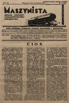 Maszynista : organ Związku Zaw. Maszynistów Kolejowych. 1931, nr 8