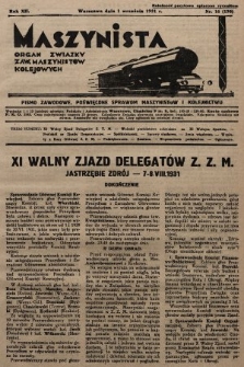 Maszynista : organ Związku Zaw. Maszynistów Kolejowych. 1931, nr 16