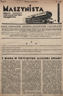 Maszynista : organ Związku Zaw. Maszynistów Kolejowych. 1939, nr 1