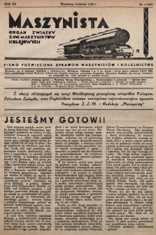 Maszynista : organ Związku Zaw. Maszynistów Kolejowych. 1939, nr 4