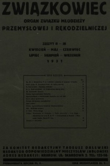 Związkowiec : organ Związku Młodzieży Przemysłowej i Rękodzielniczej. 1931, nr 2-3