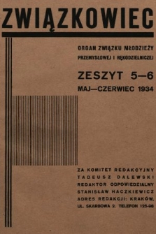 Związkowiec : organ Związku Młodzieży Przemysłowej i Rękodzielniczej. 1934, nr 5-6
