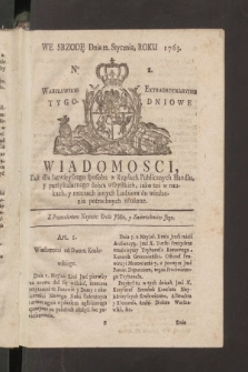 Wiadomości, Warszawskie Extraordynaryine Tygodniowe. 1763, nr 2