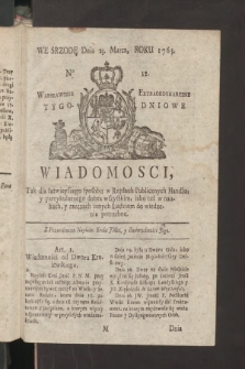 Wiadomości, Warszawskie Extraordynaryine Tygodniowe. 1763, nr 12