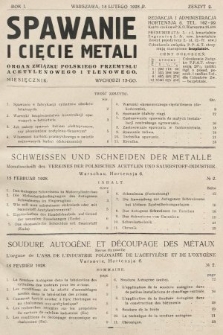 Spawanie i Cięcie Metali : organ Związku Polskiego Przemysłu Acetylenowego i Tlenowego. 1928, nr 2