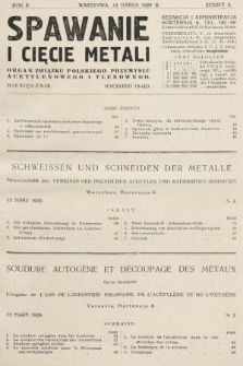 Spawanie i Cięcie Metali : organ Związku Polskiego Przemysłu Acetylenowego i Tlenowego. 1929, nr 3