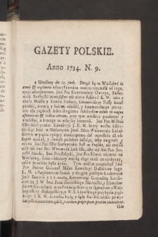 Gazety Polskie. 1734, nr 9