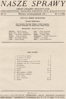 Nasze Sprawy : organ Związku Pracowników Powszechnego Zakładu Ubezpieczeń Wzajemnych. 1935, nr 9-10
