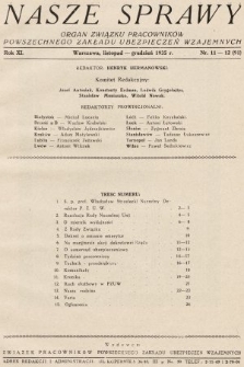 Nasze Sprawy : organ Związku Pracowników Powszechnego Zakładu Ubezpieczeń Wzajemnych. 1935, nr 11-10