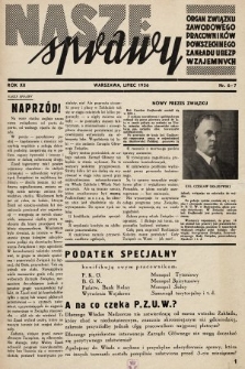 Nasze Sprawy : organ Związku Pracowników Powszechnego Zakładu Ubezpieczeń Wzajemnych. 1936, nr 6-7