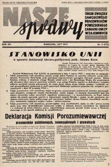 Nasze Sprawy : organ Związku Zawodowego Pracowników Powszechnego Zakładu Ubezpieczeń Wzajemnych. 1937, nr 2