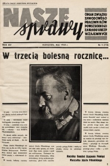 Nasze Sprawy : organ Związku Zawodowego Pracowników Powszechnego Zakładu Ubezpieczeń Wzajemnych. 1938, nr 5