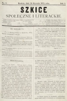 Szkice Społeczne i Literackie : pismo tygodniowe. 1875, nr 2