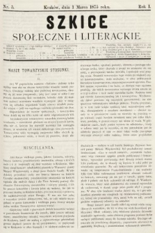 Szkice Społeczne i Literackie : pismo tygodniowe. 1875, nr 5