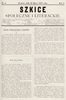Szkice Społeczne i Literackie : pismo tygodniowe. 1875, nr 6