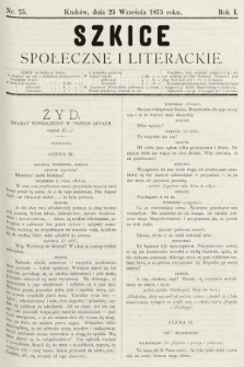 Szkice Społeczne i Literackie : pismo tygodniowe. 1875, nr 25
