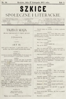 Szkice Społeczne i Literackie : pismo tygodniowe. 1875, nr 34