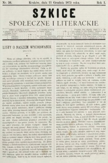Szkice Społeczne i Literackie : pismo tygodniowe. 1875, nr 36