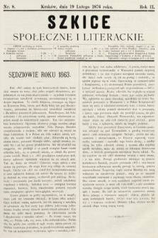 Szkice Społeczne i Literackie : pismo tygodniowe. 1876, nr 8