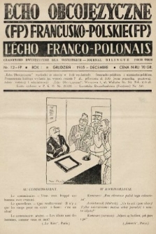 Echo Obcojęzyczne : czasopismo językowe dla wszystkich = L'Écho Franco-Polonais : journal linguistique pour tous. 1935, nr 12 FP
