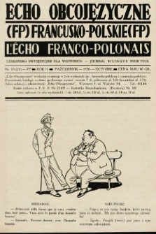 Echo Obcojęzyczne : czasopismo językowe dla wszystkich = L'Écho Franco-Polonais : journal linguistique pour tous. 1936, nr 10 FP