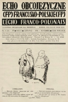 Echo Obcojęzyczne : czasopismo językowe dla wszystkich = L'Écho Franco-Polonais : journal linguistique pour tous. 1936, nr 11 FP