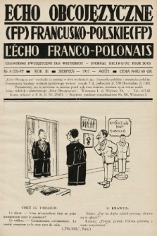Echo Obcojęzyczne : czasopismo językowe dla wszystkich = L'Écho Franco-Polonais : journal linguistique pour tous. 1937, nr 8 FP