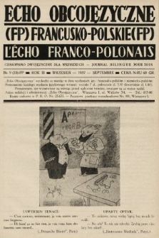 Echo Obcojęzyczne : czasopismo językowe dla wszystkich = L'Écho Franco-Polonais : journal linguistique pour tous. 1937, nr 9 FP
